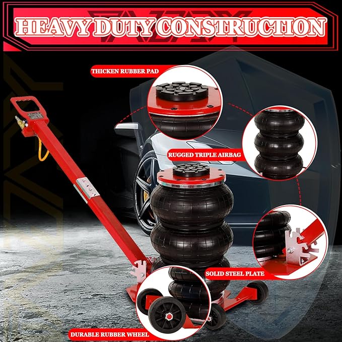 5T Triple Bag Air Jack 11000lbs Pneumatic Jack 3s Fast Lift Up 16in Airbag Jack - Image 5