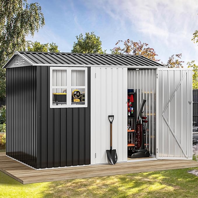 DWVO 8' x 6' Outdoor Storage Shed, Waterproof Metal Garden Shed by DWVO