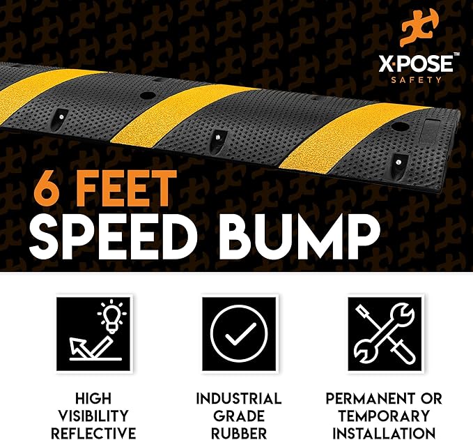 Speed Bump Strip - 6 Ft Rubber Speed Humps - Stop and Slow Cars - - Image 2