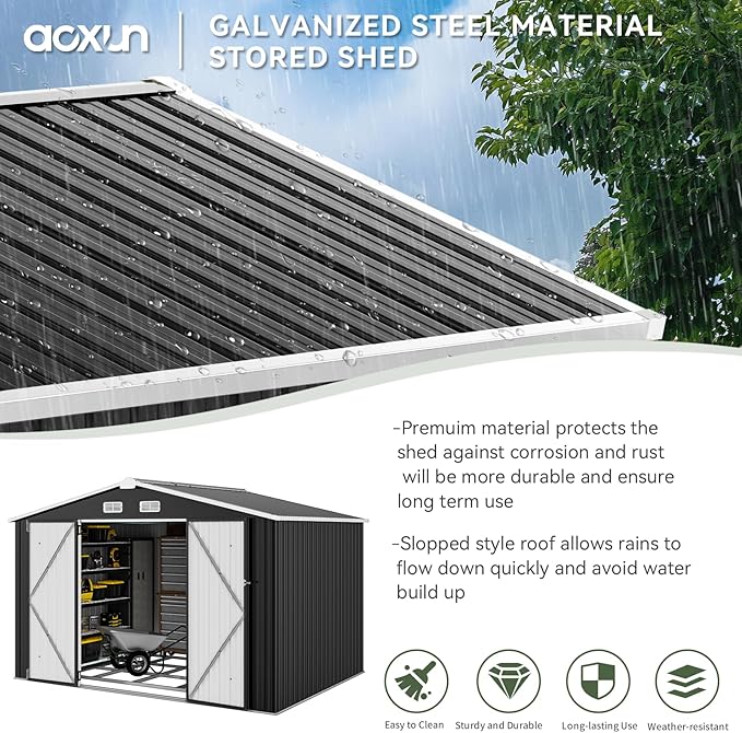 Aoxun 9.4x7.3x6.5 FT Outdoor Storage Shed - Image 3
