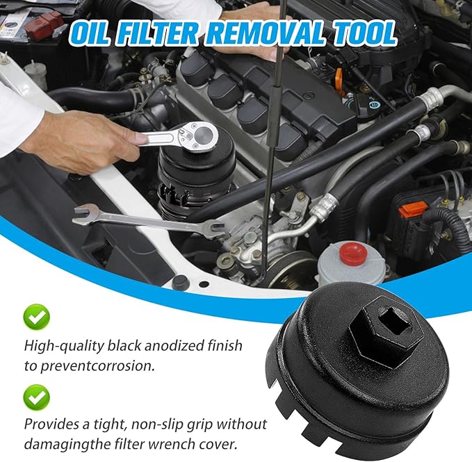 Heavy Duty Oil Filter Cap Removal Tool, 64mm 14 Flute Oil Filter Wrench - Image 6