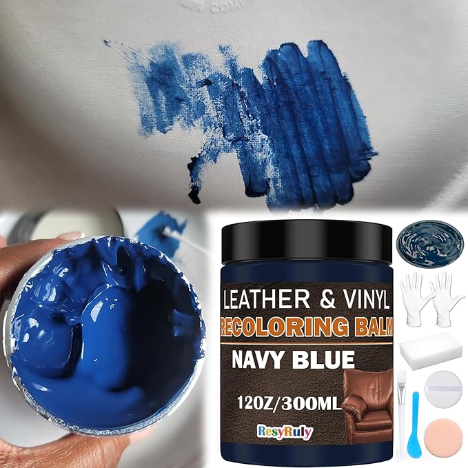 Navy Blue Recoloring Balm Restorer Refinish Liquid Fabric Dye Cream Leather - Image 7