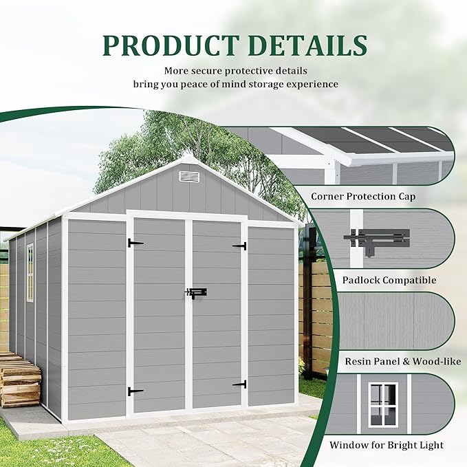 MyVoice 10x8 FT Outdoor Resin Storage Shed - Image 2