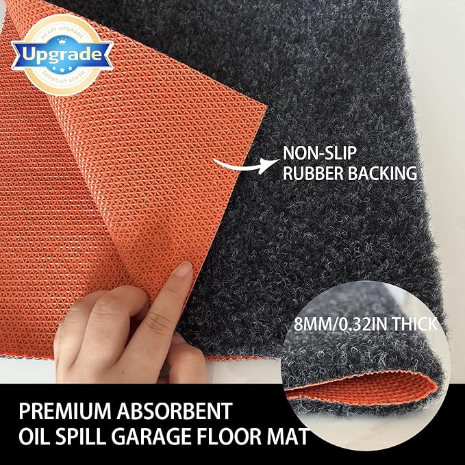 Oil Spill Garage Floor Mat, Heavy Duty 64" x 32" 8mm Thick Garage Mat - Image 3