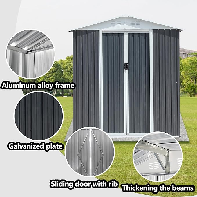 6x4 FT Outdoor Metal Storage Shed - Image 5