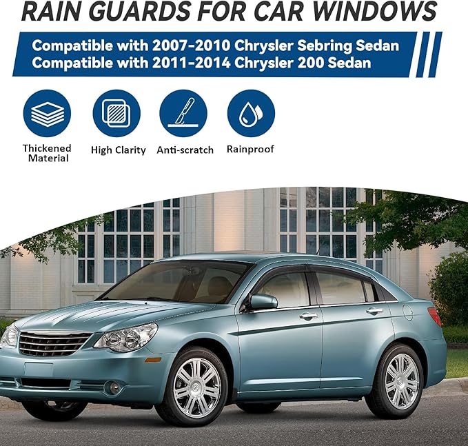 4pcs Front+Rear Smoke Tint Sun/Rain Guard Outside Mount Tape-On Vent Window - Image 2