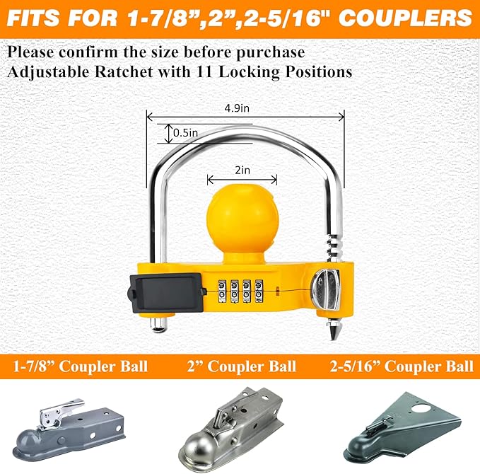 Funmit Trailer Lock Universal Hitch Lock - Image 2