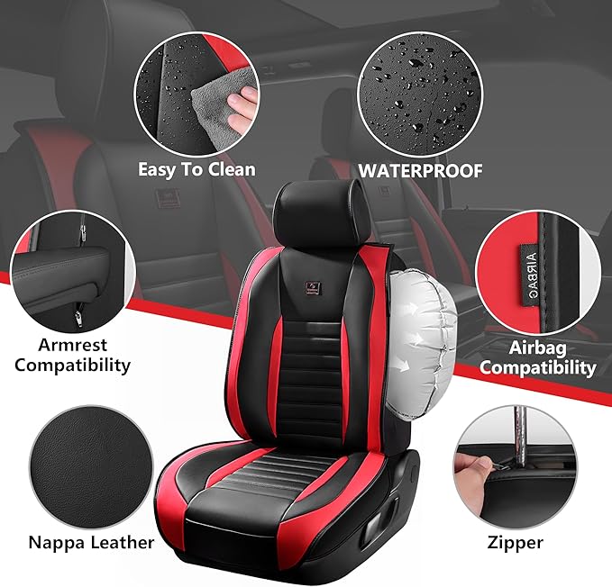 CAR PASS Nappa Leather Car Seat Covers Front Seats, Luxury Seat Protector - Image 2