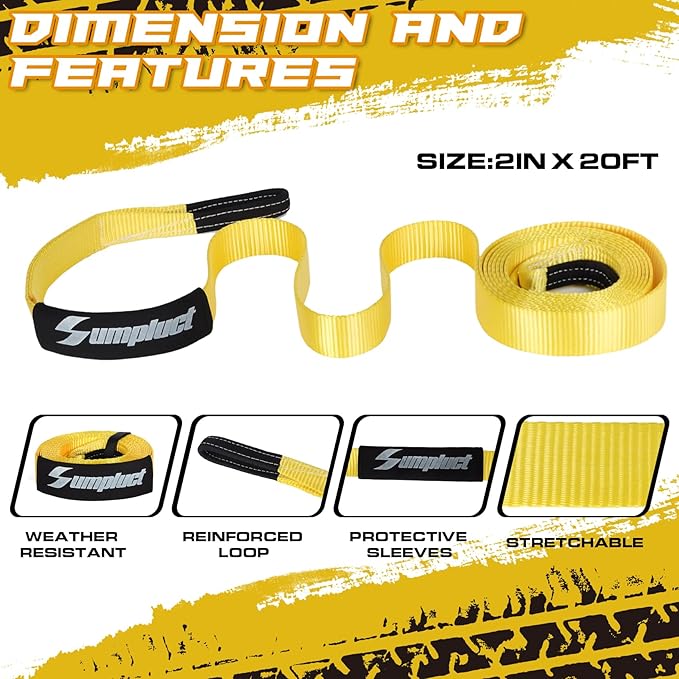 Recovery Tow Strap 2in X 20ft Exceed Heavy Duty 25, 000 lbs Break Strength - Image 2