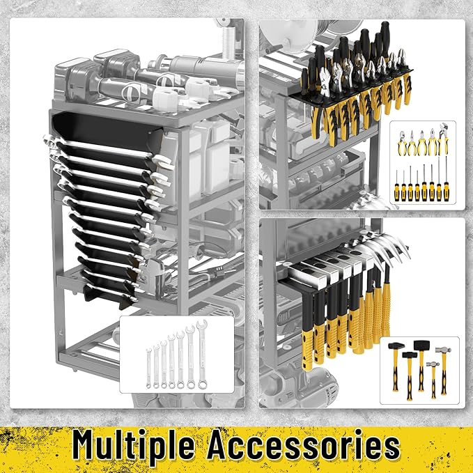 Heavy Duty Power Tool Organizer Wall Mount, Cordless Drill Hanger Storage Rack - Image 3