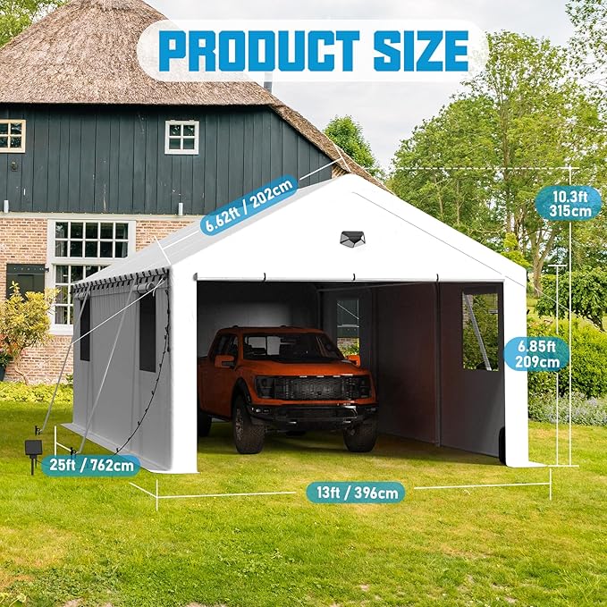 13x25 Carport, Heavy Duty Carport Canopy Garage - Image 2
