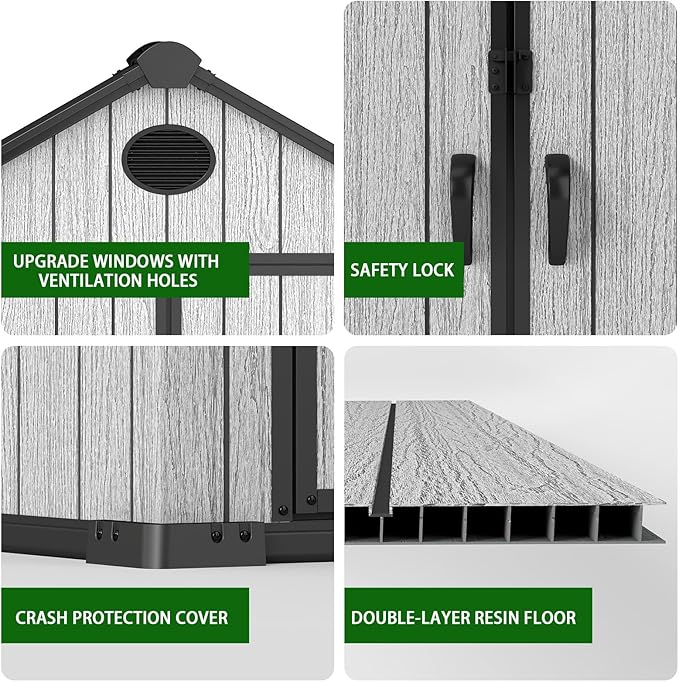 6 x 4 FT Shed Resin Outdoor Storage shed, 230 cuft Plastic Shed - Image 4