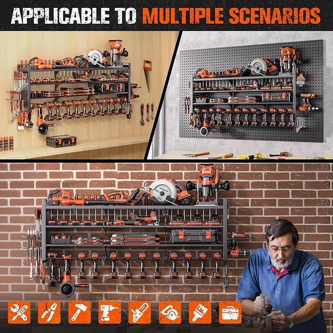 49.8" W Large Power Tool Organizer Wall Mount, Heavy Duty Tool Organizer - Image 9