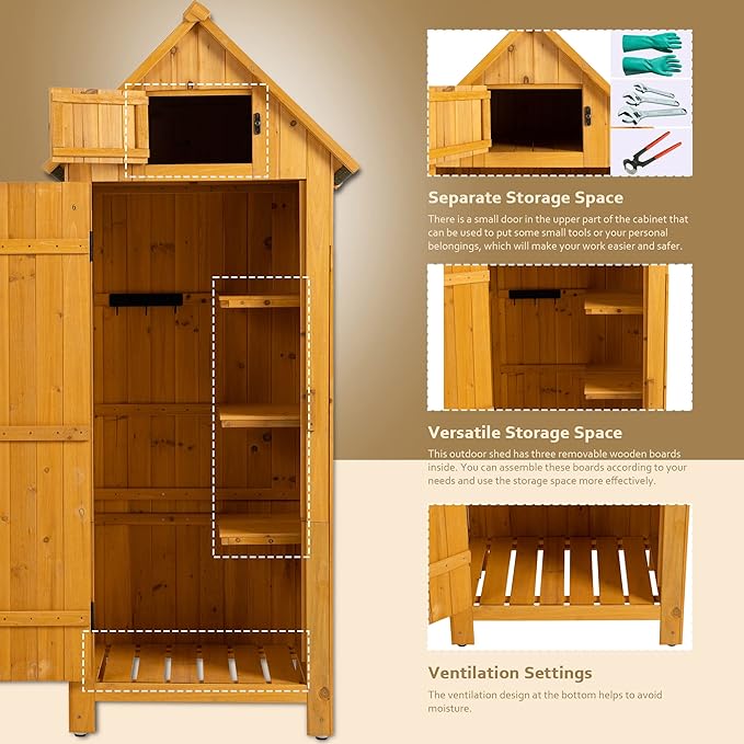 30.3" L X 21.3" W X 70.5" H Outdoor Storage Shed - Image 6