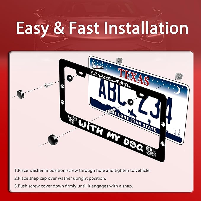 I'd Rather Be with My Dog License Plate Frame Pet License Plate Holder Funny - Image 3