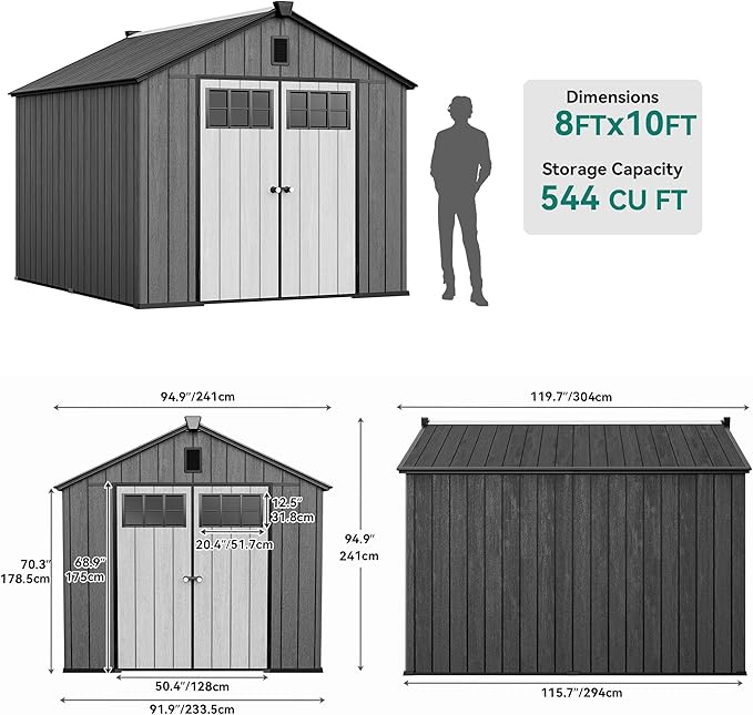 YITAHOME Outdoor Storage Shed 8x10 Ft, Plastic Storage Sheds - Image 8