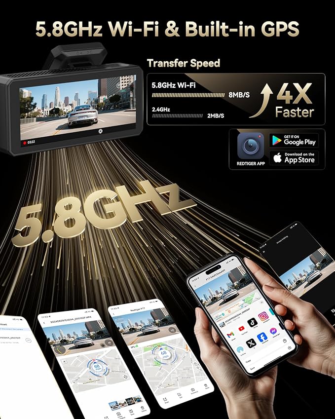 REDTIGER F77 4K+4K Dash Cam Front and Rear, Dual STARVIS 2 IMX678 HDR, Built-in - Image 6