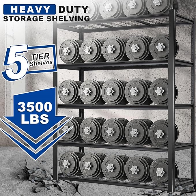 BILT HARD 48" W x 24" D Garage Shelving 3500 LBS, Industrial 5-Tier Heavy Duty - Image 3