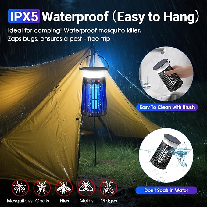 Solar Bug Zapper Outdoor, Portable Electric Mosquito Killer - Image 4