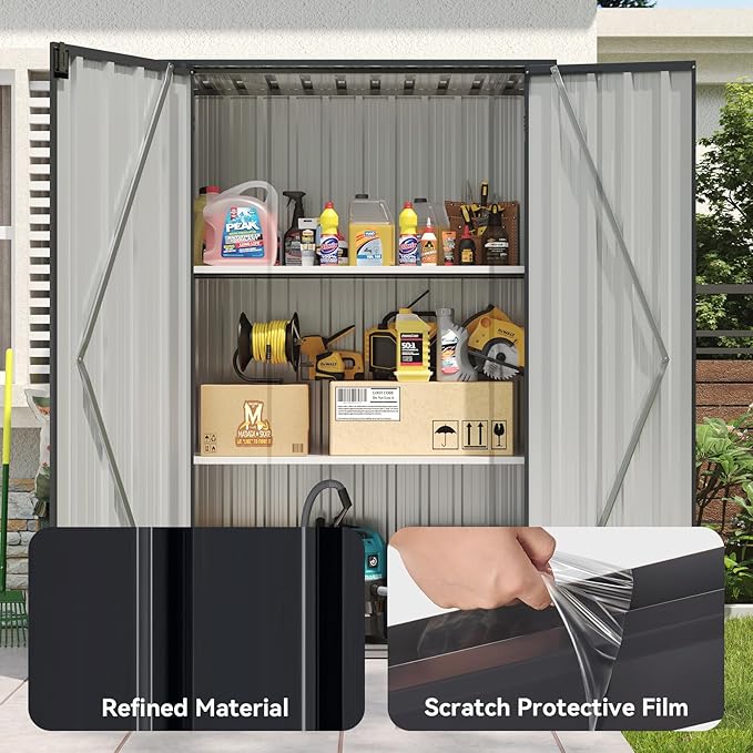 Aoxun 47x19 in Outdoor Storage Cabinet Metal Garden Shed - Image 6