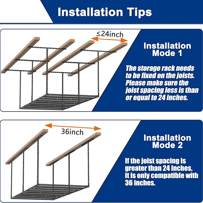 GIOTORENT 3x8FT Heavy Duty Overhead Garage Storage Rack - Image 5