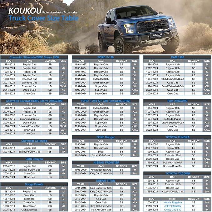 KouKou Truck Cover Waterproof All Weather, 7 Layers Heavy Duty Pickup Truck - Image 5