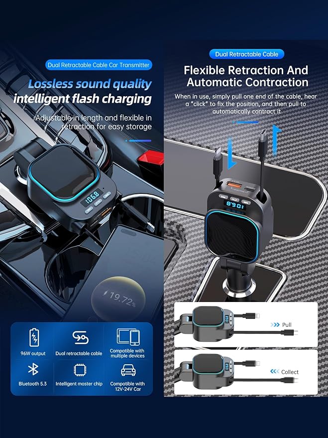 Retractable Car Charger 96W - Image 2
