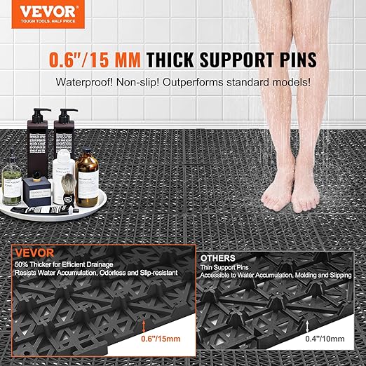 VEVOR Interlocking Tile 50PCS Black, Drainage Tiles 12" x 12" Splicing - Image 2