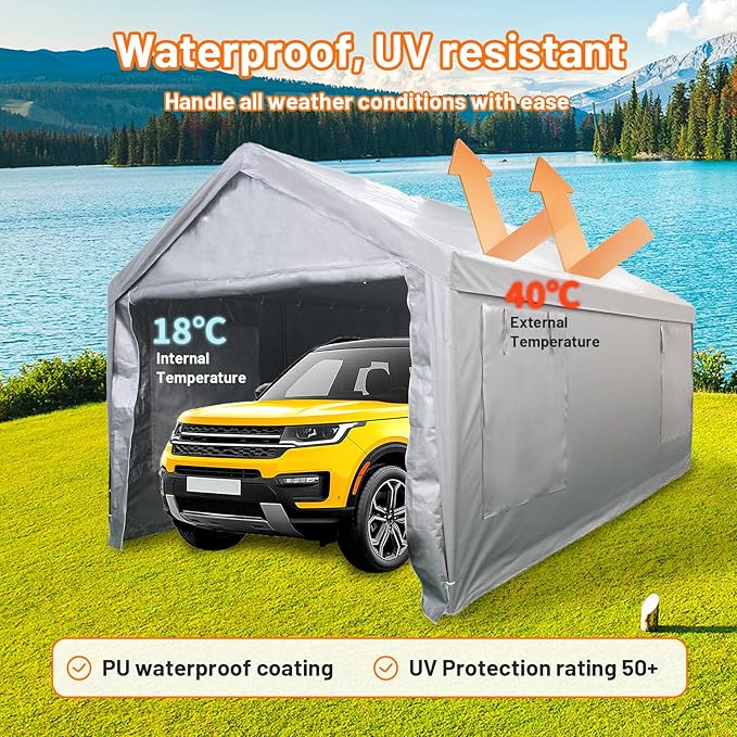 Auraway Carport 12'x20' All-Season Portable Garage Carport, Heavy-Duty - Image 4