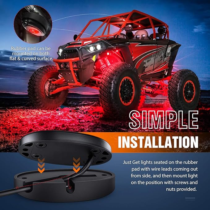 Nilight LED Rock Light 6PCS Underglow Wheel Well Pods Waterproof Exterior - Image 7
