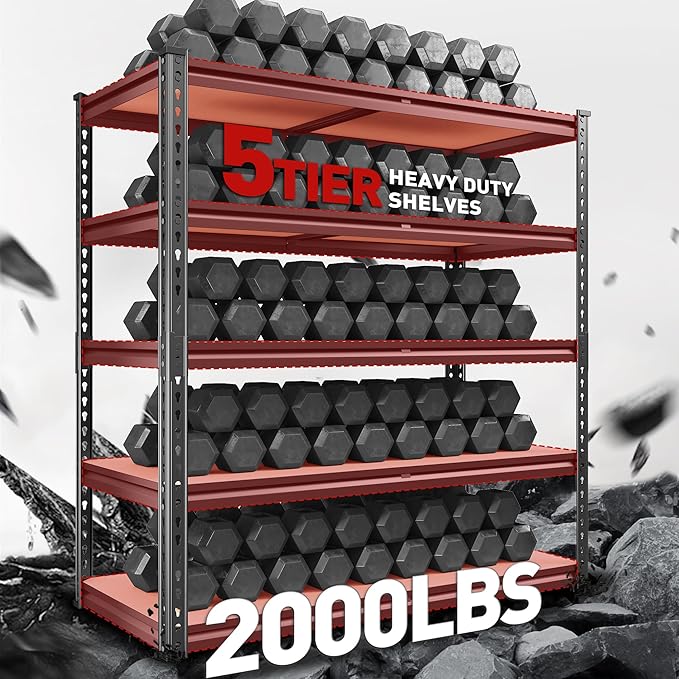 REIBII 2000LBS Garage Shelving Heavy Duty 72''H Storage Shelves 5 Tier Heavy - Image 4
