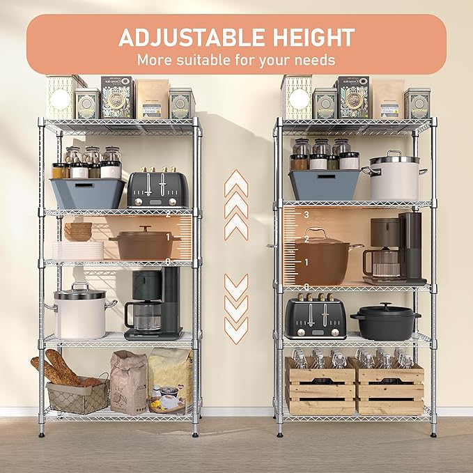 MZG 1750 lbs 5 Tier Storage Rack Metal Wire Shelving Unit, Storage Standing - Image 8