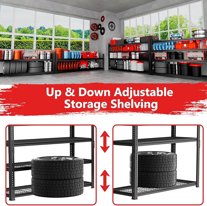 Storage Shelves 3PCS, Garage Shelving Heavy Duty 1920LBS Capacity, 4 Tier - Image 7