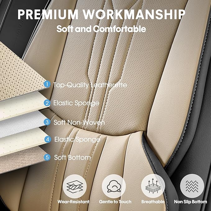 AOOG Car Seat Covers Full Set, Leather Seat Covers - Image 5
