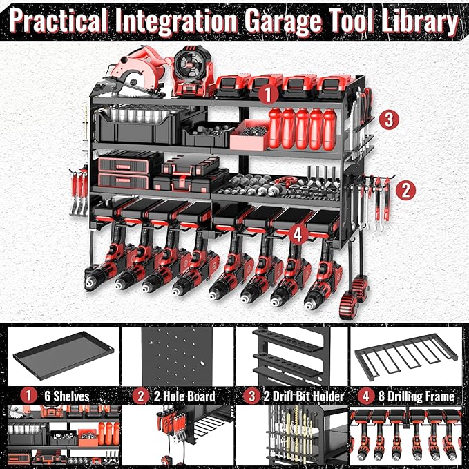 Power Tool Organizer Wall Mount, Metal 4 Layer Heavy Duty Metal Power Tool - Image 4