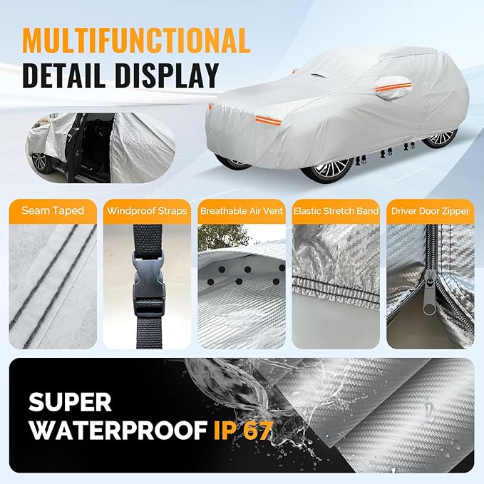 30 Layers SUV Car Cover for Automobiles All Weather Waterproof, Outdoor - Image 5