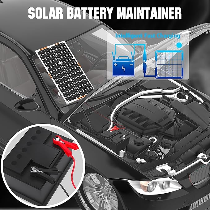 OYMSAE 30W 12V Solar Battery Charger Waterproof Solars Battery Maintainer - Image 4