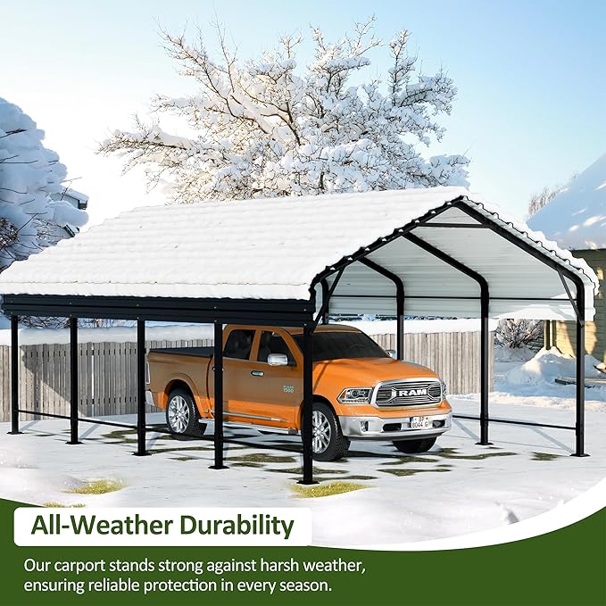 JAMFLY Carport, 12X20 FT Metal Carports, Heavy Duty Carport Canopy - Image 2