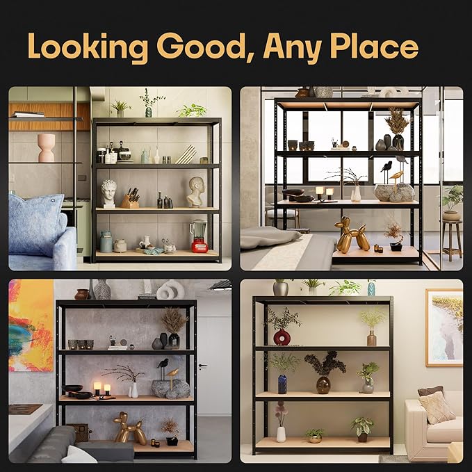 Storage Shelves: 5 Storage Shelves Heavy Duty w/ 2, 200 lb Total Load Capacity - Image 6