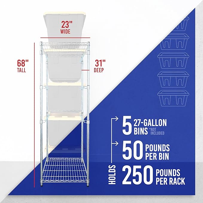 SafeRacks 5-Tier Steel Tote Rack WS-BR27 - Image 2