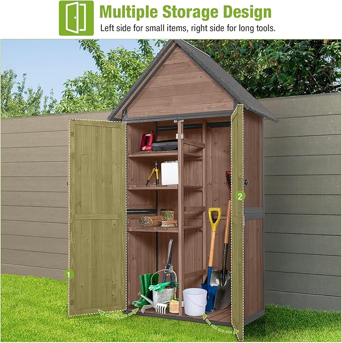 GUTINNEEN Sheds Outdoor Storage Wooden Garden Tool Shed - Image 3