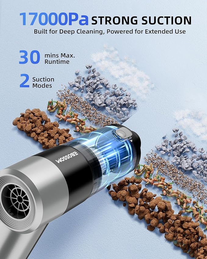 Mini Car Vacuum with 17000Pa High Power Suction, Portable Handheld Vacuum Blow - Image 2