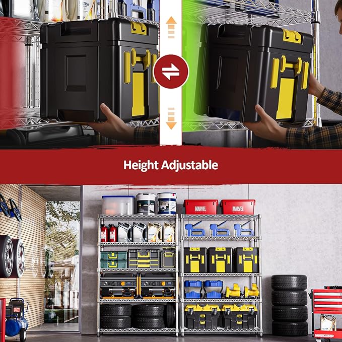 IZEUK 5-Tier Heavy Duty Metal Storage Shelving Unit, Adjustable Steel Wire Rack - Image 3