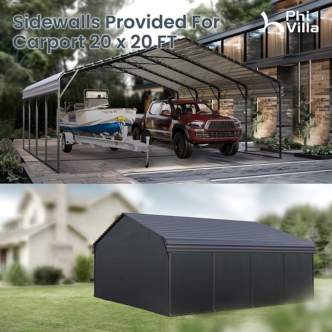 PHI VILLA 20 x 20 ft Carport 2 car Metal Carport Tent - Image 2