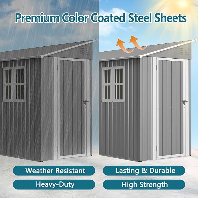 4x10 Ft Outdoor Metal Shed, Heavy-Duty Storage Shed - Image 4