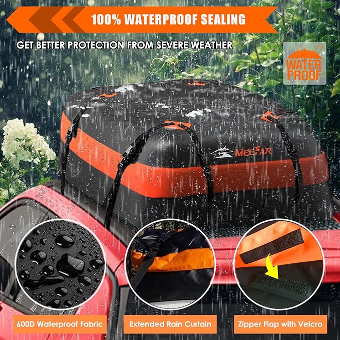 MeeFar Car Roof Bag XBEEK Rooftop top Cargo Carrier Bag Waterproof 15 Cubic feet - Image 7