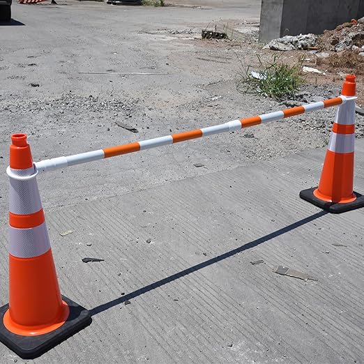 8-Pack Retractable Traffic Safety Cone Bar - 4Ft to 8.8Ft Expandable - PVC - Image 6