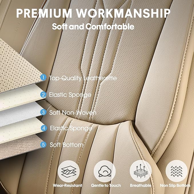 AOOG Car Seat Covers Full Set, Leather Seat Covers - Image 6