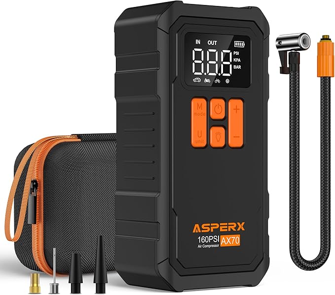 Tire Inflator Portable Air Compressor- 160PSI & 10000mAh Portable Air Pump by AsperX