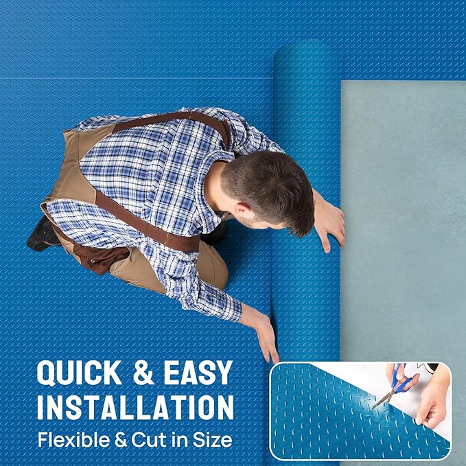 TUFFIOM 7.5 x 20 FT Garage Floor Mat, Thickened Diamond Plate PVC Garage Mats - Image 4